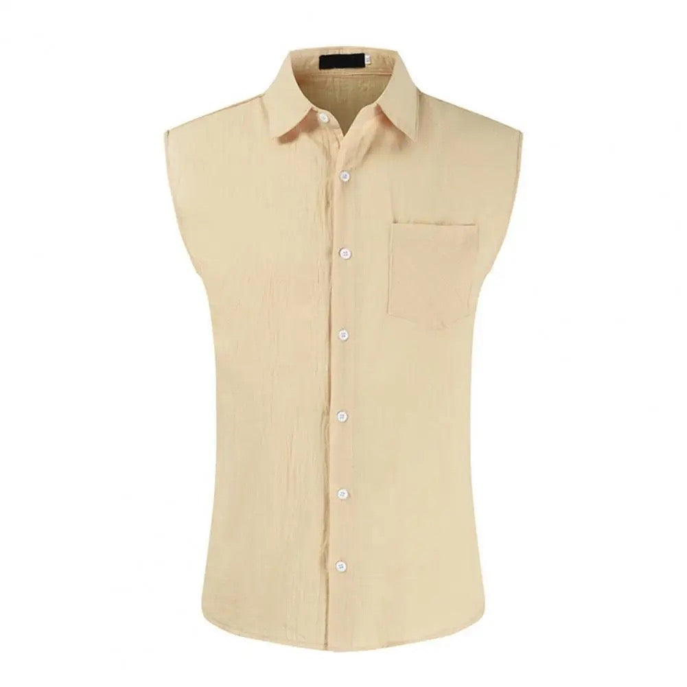 Camisa de Cuello Verano - Lino - Beige K34